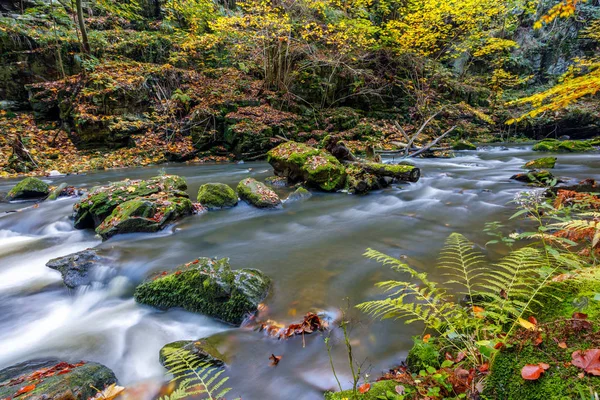 Otoño, caída del río Doubrava, paisaje pintoresco . — Foto de Stock