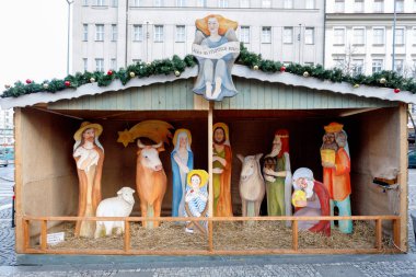 İsa'nın Doğuşu Bethlehem olay yerinde eski Wenceslas Meydanı Prag