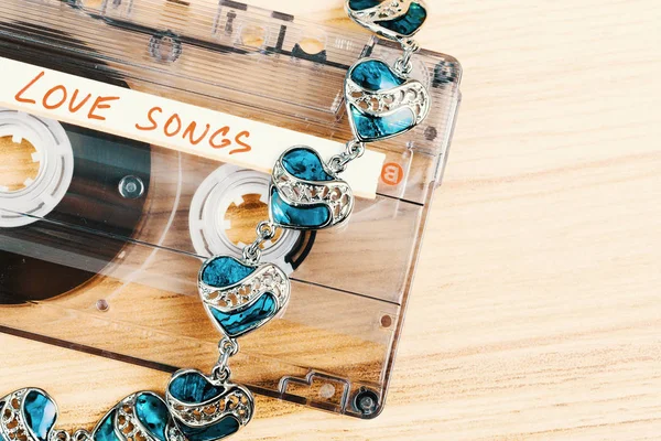 Audio cassette tape with love songs — Stock Photo, Image