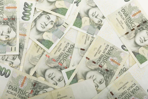 Cseh bankjegyek koronák háttér — Stock Fotó