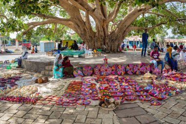 Street market in center of Aksum, Ethiopia Africa clipart