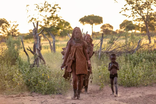 Himba kobieta ze swoim dzieckiem, Namibia Afryka — Zdjęcie stockowe