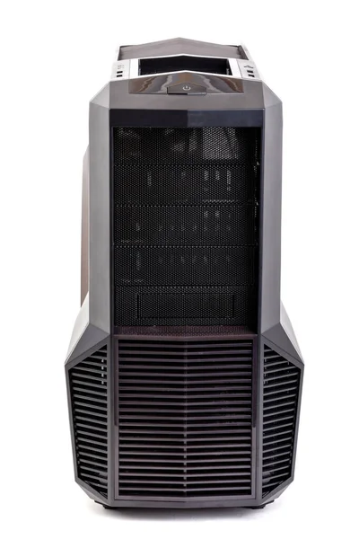 Modern black computer case on white — Stock Photo, Image
