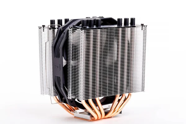 CPU Enfriador con tubos de calor en blanco —  Fotos de Stock