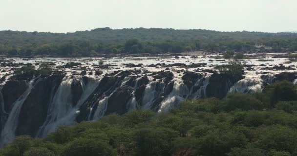 Famosas Cachoeiras Ruacana Rio Kunene Fronteira Norte Namíbia Paisagem Selvagem — Vídeo de Stock