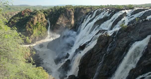 Híres Ruacana Vízesések Kunene Folyó Észak Namíbia Határ Afrika Vadon — Stock videók