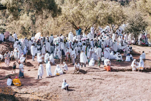 Ortodoxo pueblo etíope cristiano, Lalibela Etiopía — Foto de Stock