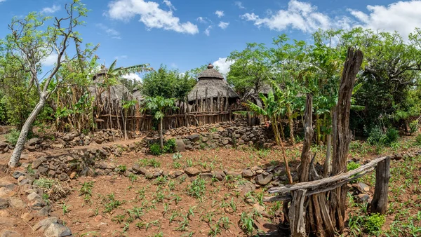 Fantastische ummauerte Dorfstämme konso, Äthiopien — Stockfoto