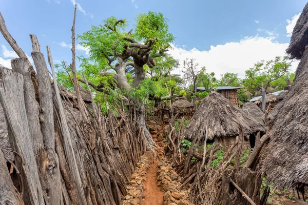 Fantastiska muromgärdade bystammar Konso, Etiopien — Stockfoto