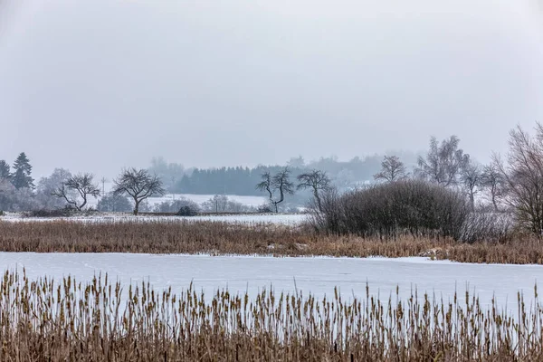覆盖着积雪的冬季景观 — 图库照片