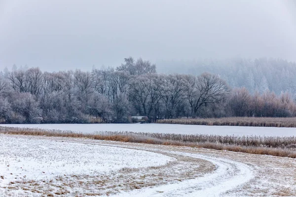 Zimowy krajobraz pokryty śniegiem — Zdjęcie stockowe