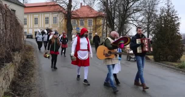 Les gens assistent au masopust du carnaval slave — Video