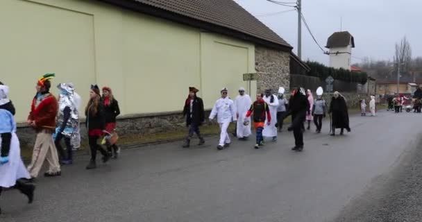 Les gens assistent au masopust du carnaval slave — Video