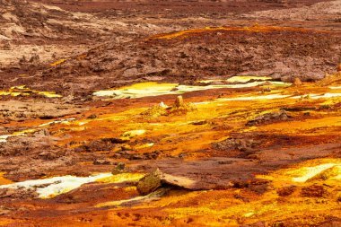 Dallol Gölü 'nün ay manzarası, Danakil depresyonu Etiyopya