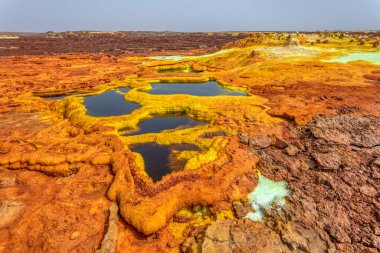 Dallol Gölü 'nün ay manzarası, Danakil depresyonu Etiyopya