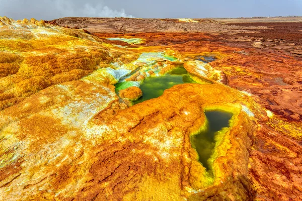Mondlandschaft des Dallol-Sees, Danakil-Senke Äthiopien — Stockfoto