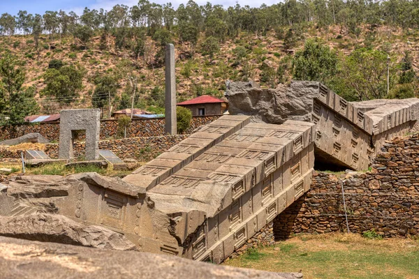 Ruins Famous Ancient Monolith Stone Obelisks Symbol Aksumite Civilization Aksum — Stock Photo, Image