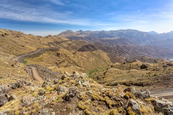 Stenig Slingrande Väg Vackra Semien Eller Simien Mountains National Park — Stockfoto