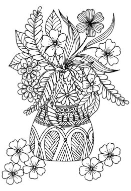 Bir vazoda çiçek Çizim vektör