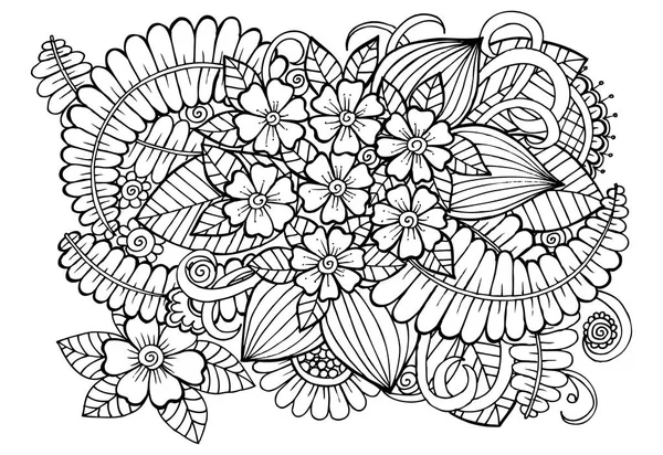 Modèle de fleur noir et blanc pour la coloration . — Image vectorielle