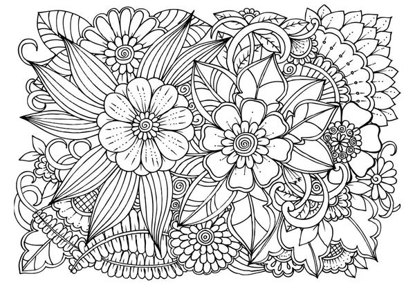 Patrón De Flores Blanco Y Negro Con Mariposas Para Colorear Adulto.  Ilustraciones svg, vectoriales, clip art vectorizado libre de derechos.  Image 71801424