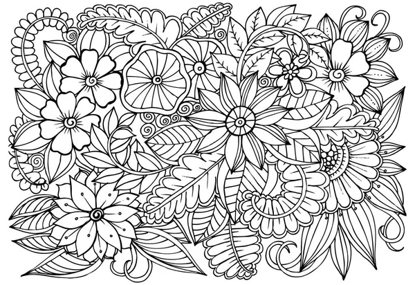 Modèle de fleur noir et blanc pour la coloration . — Image vectorielle