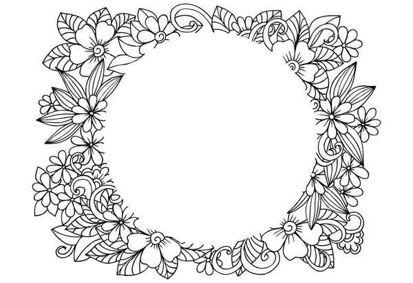 Vector floral frame in black and white. Can use for coloring and — Stockvector