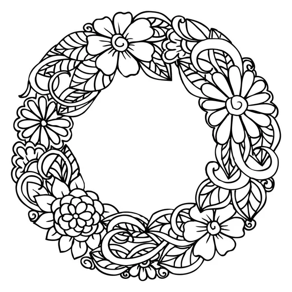 Marco floral vectorial en blanco y negro. Puede utilizar para colorear y — Vector de stock