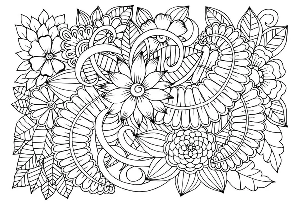 Patrón de flor blanco y negro para libro para colorear adulto . — Archivo Imágenes Vectoriales