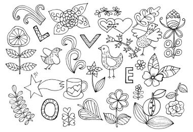 Siyah ve beyaz el çekilmiş tasarım öğesi.