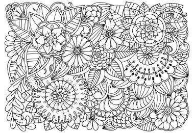 Siyah ve beyaz çiçek deseni yetişkin renklendirme kitap için.