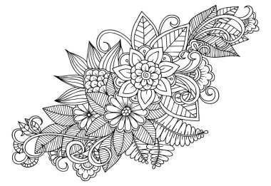 Siyah ve beyaz çiçek deseni yetişkin renklendirme kitap için.