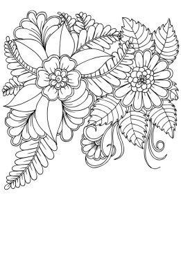 Siyah ve beyaz çiçek deseni yetişkin renklendirme kitap için.