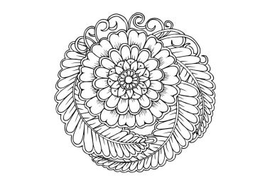 Siyah ve beyaz çiçek mandala