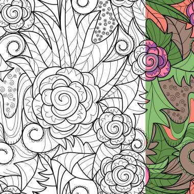 Tek renkli renklerde çiçek deseni. Vektör sorunsuz arka plan