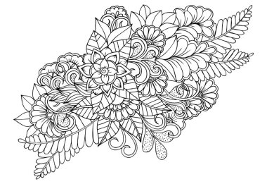 Çiçek deseni siyah beyaz yetişkin renklendirme kitap için. -Ebilmek u