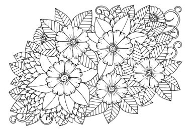 Çiçek deseni siyah beyaz yetişkin renklendirme kitap için. -Ebilmek u