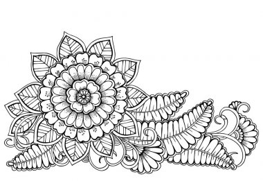 Siyah ve beyaz çiçek deseni. Baskı, boyama için kullanabilirsiniz 