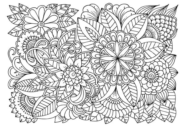 Black and white flower pattern for coloring.