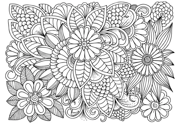 Black and white flower pattern for coloring. — Stock Vector