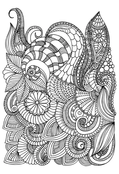 Abstracte bloemen doodle. Monochroom hand drawin patroon — Stockvector