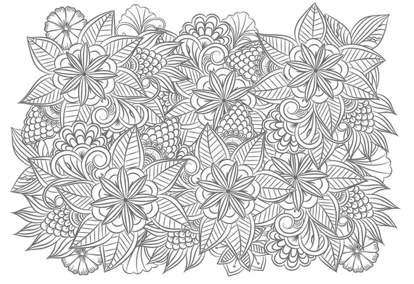 Schwarz-weißes Blumenmuster zum Färben. — Stockvektor