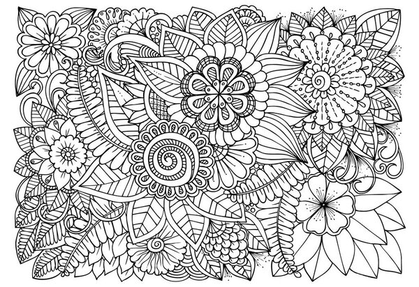Black and white flower pattern for coloring.