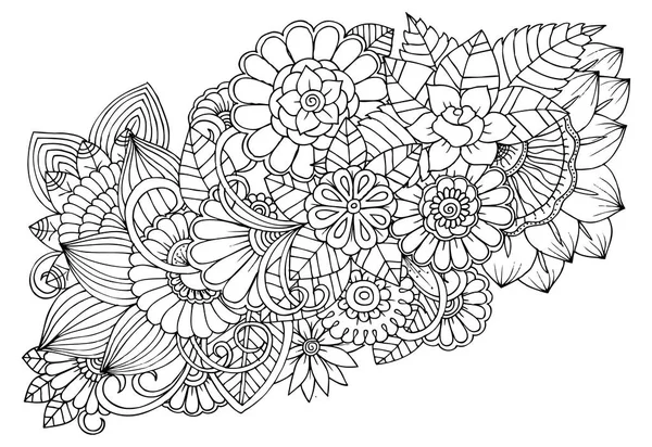 Patrón de flores blanco y negro para colorear . — Archivo Imágenes Vectoriales