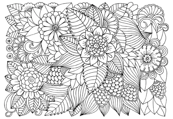 Patrón de flor blanco y negro para libro para colorear adulto . — Archivo Imágenes Vectoriales