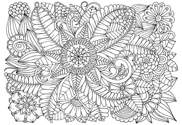 흑인과 백인에 아름 다운 꽃 패턴입니다. 인쇄에 사용할 수 있습니다. , — 스톡 벡터