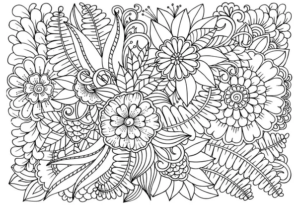 Patrón de flor blanco y negro para libro para colorear adulto . — Archivo Imágenes Vectoriales