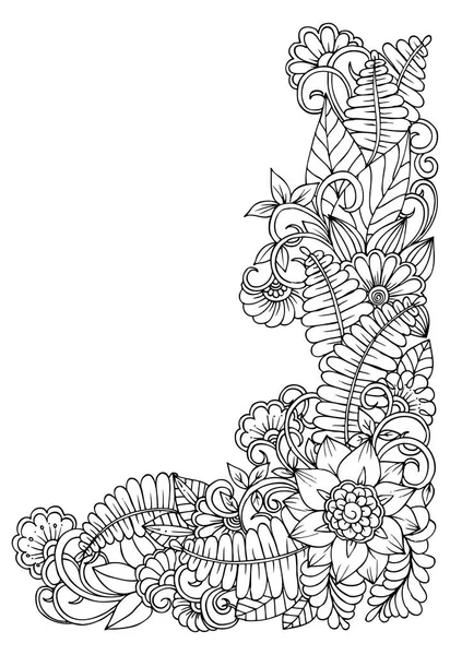 Modèle de coin de fleur noir et blanc — Image vectorielle