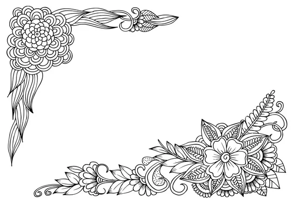 Siyah Beyaz çerçeve çiçek deseni. Yazdırma, col için kullanabilirsiniz