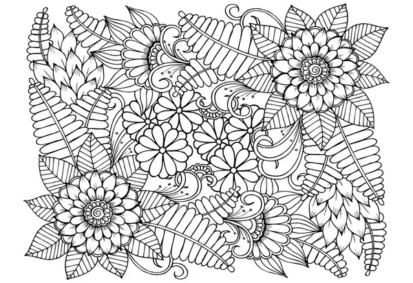 Beau motif floral en noir et blanc. Peut être utilisé pour imprimer  , — Image vectorielle